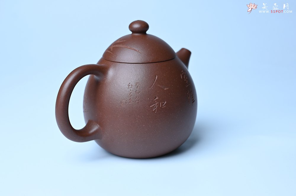 紫砂壶图片：美壶特惠 特好底槽青龙蛋壶 装饰兰草特文气 - 紫砂壶信息网