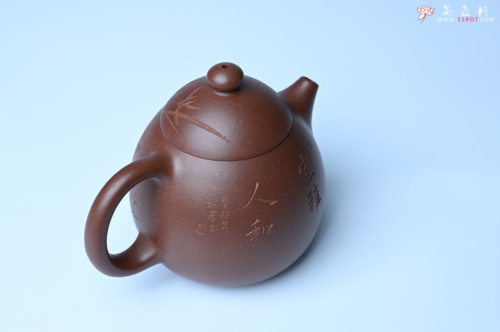 紫砂壶图片：美壶特惠 特好底槽青龙蛋壶 装饰兰草特文气 - 紫砂壶信息网