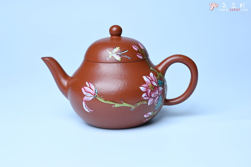 紫砂壶图片：美壶特惠 优质朱泥梨形壶 蝶恋花 茶人醉爱 - 紫砂壶信息网