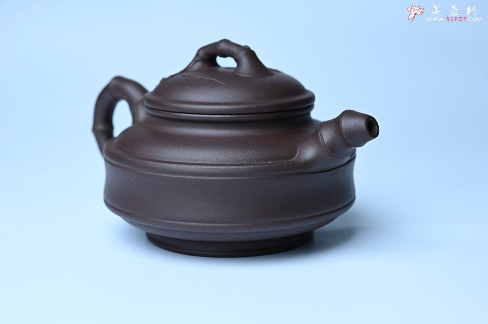 紫砂壶图片：美壶特惠 优质老紫泥双线竹鼓二式 养后特润 - 紫砂壶信息网