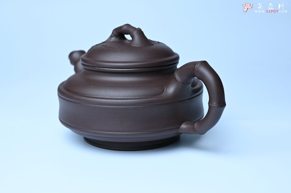 紫砂壶图片：美壶特惠 优质老紫泥双线竹鼓二式 养后特润 - 紫砂壶信息网